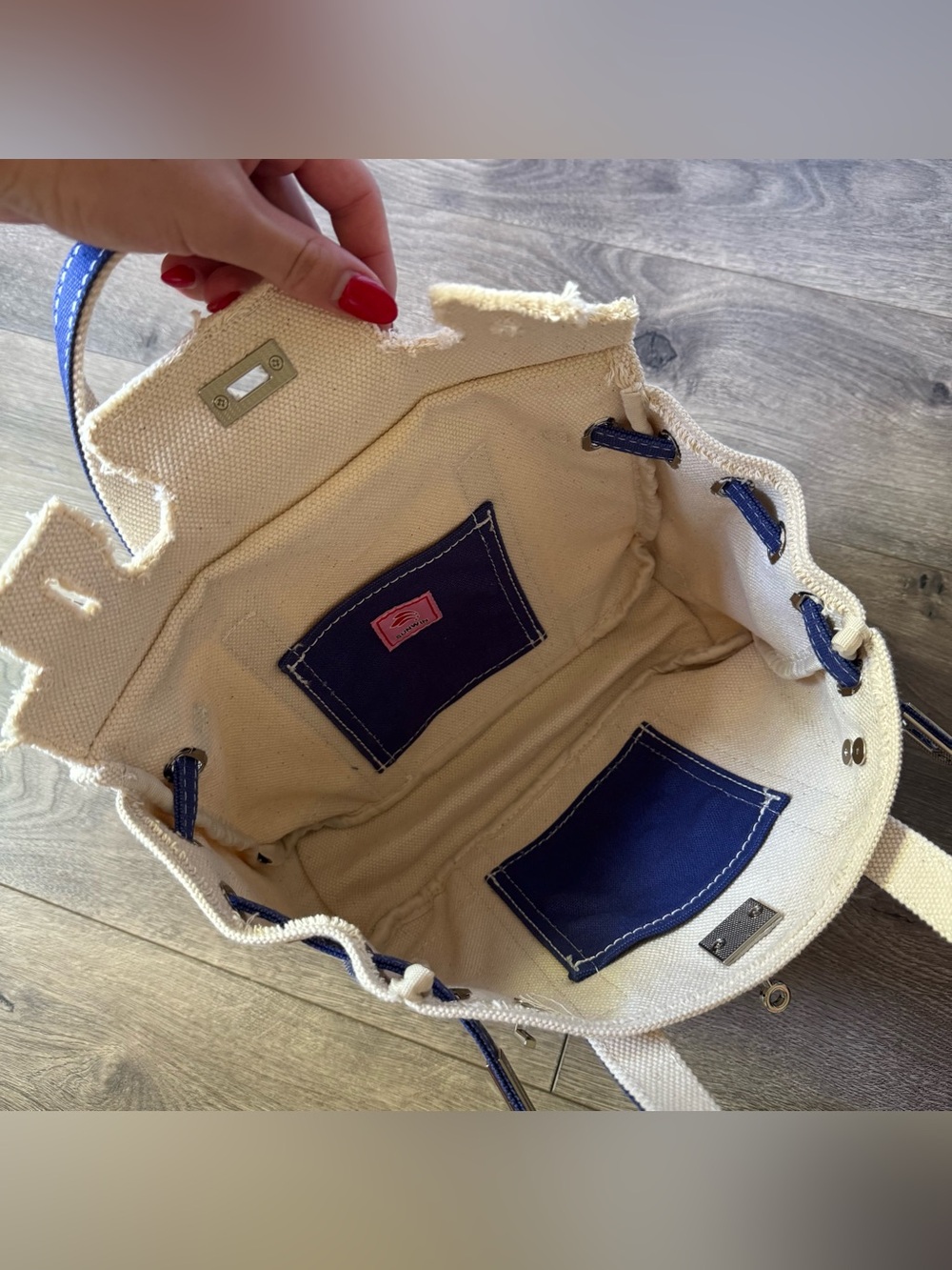 Sunwin Women's navy blue Cotton Canvas mini Tote Handbag ☁️💙 - Picture 6 of 7